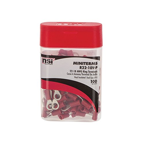 NSi Industries R22-10V-P Miniterminal Propack Vinyl Ring Terminals (Pack of 100)