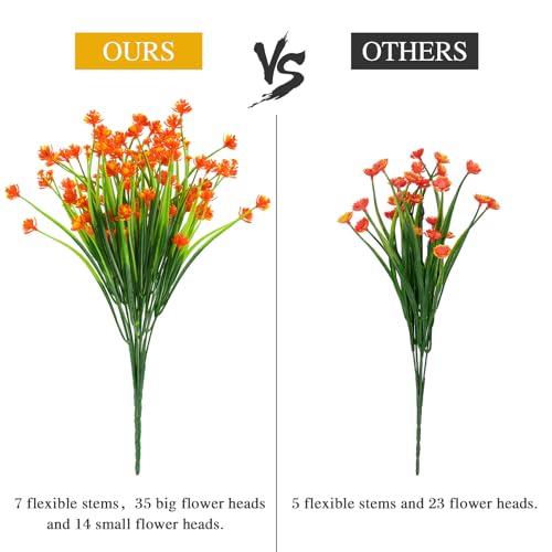 Image of AmyHomie 20 PCS Artificial Flowers for Outdoors, UV Resistant Fake Plants