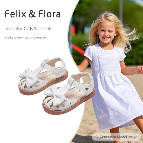 Image of Felix & Flora Toddler Girls Sandals Soft Rubber Princess Flat Shoes Flower Girl Shoes