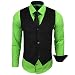 Produktbild Rusty Neal Herren Hemd mit Weste Krawatte Anzugs Sakko Business Hochzeit Freizeit Hemden Set wählbar RN-44-HWK, Größe:2XL, Farbe:Grün