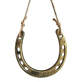 HVSENW Cast Iron Horseshoe Decor - Lucky Horseshoe Wall Decor - Rustic Good Luck Horse Shoe for Western Wedding Cowboy Party Housewarming Christmas Decorations & DIY Craft Projects (Gold)