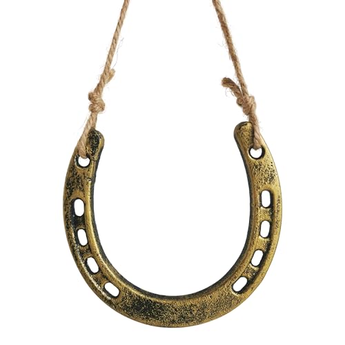 HVSENW Cast Iron Horseshoe Decor - Lucky Horseshoe Wall Decor - Rustic Good Luck Horse Shoe for Western Wedding Cowboy Party Housewarming Christmas Decorations & DIY Craft Projects (Gold)