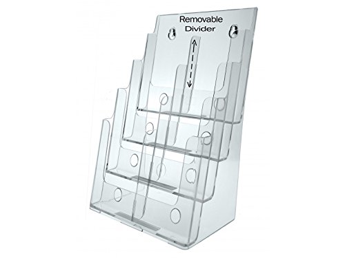 2 Pack Brochure Holder with Dividers and Hardware 4 Tier Clear Acrylic Countertop or Wall Multi Slot Maps Menu Rack for 4" or 8.5" Flyers and Documents for Schools and Libraries by Marketing Holders