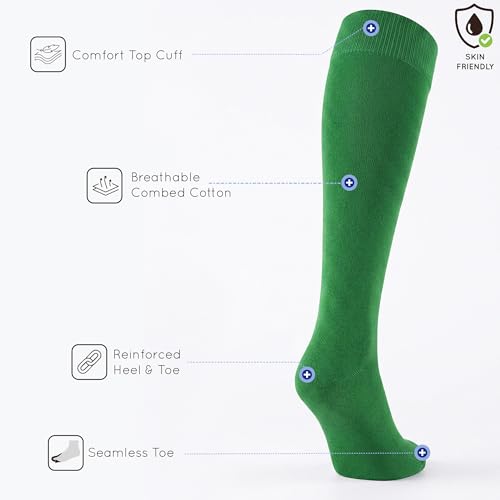 Image of Mysocks Knee High Socks for Women Men Combed Cotton Seamless Toe Tall Long High Socks