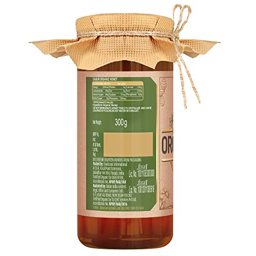 Image of Dabur Organic Honey - 300g | 100% Pure and Natural | NPOP Organic Certified | Raw, Unprocessed & Unpasteurized Honey | No Sugar Adulteration (Pack of 3)