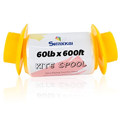 Simxkai Kite String Spool, Kite Reel Winder,Easy-To-Grip Kite Line Handle, 600 Feet Twisted Kite Line For Kids & Adults(Yellow) #TOP3