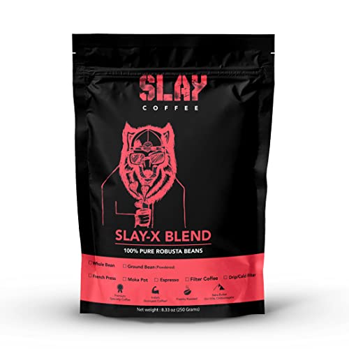 Image of SLAY X Pure 100% Robusta Roasted Ground Coffee Powder Bag| India's Strongest Coffee Blend| Freshly Roasted 250G - Pack Of 1 | Espresso | Medium to Roast Dark
