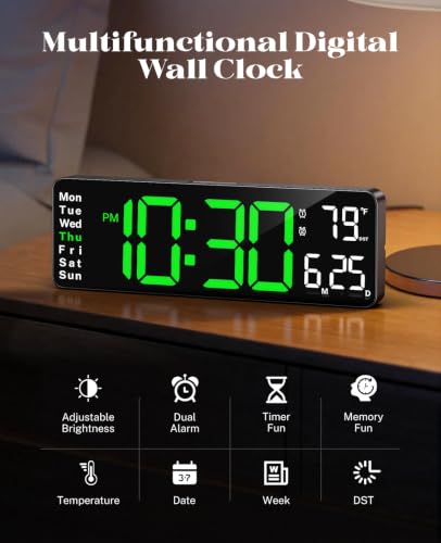 Image of Digital Wall Clock for Classroom, 13 inch Digital Clock Large Display