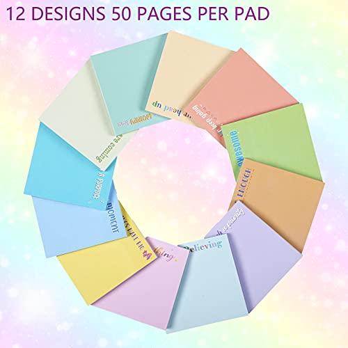 12 Pieces Inspirational Sticky Notes 3 X 3 Inch Motivational Fun Notepads Positive Gifts For Teacher Nurse Coworkers Work Studying Supplies (Simple Style) #TOP2