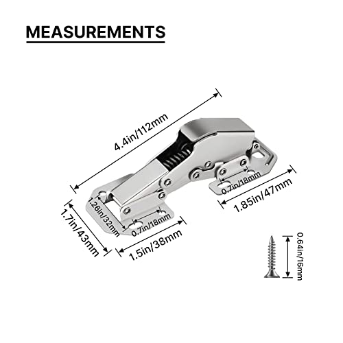 Homdiy 2 Pack Cabinet Door Hinges Easy Installation 90 Degree Kitchen Concealed Cupboard Door Spring Buffer Hinges Surface Mount - No Slot Required #TOP2
