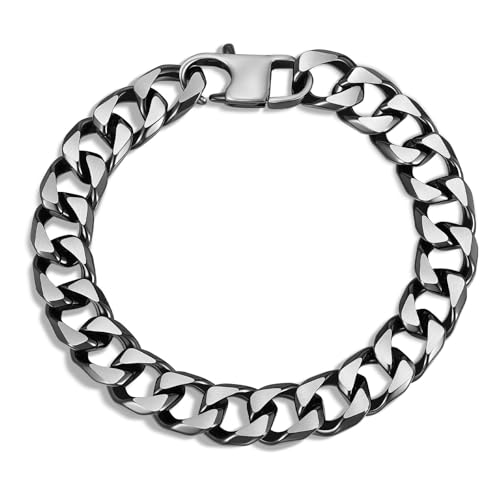 Image of Link Chain Bracelet for Men : Durable Stainless Steel Men's Bracelets,Sweatproof Curb Wrist Chain,Waterproof Hip Hop Graduation,Birthday,Holiday Jewelry Gift for Boyfriend Husband Son Father Friend