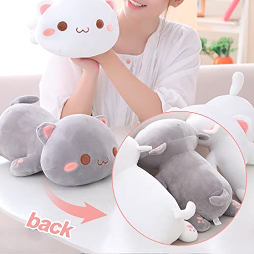 Zaloife Plüschtier Katze, Plush Plüschfigur 40cm, Stofftier Plüsch, Kuscheltier Puppe Geschenk für Kinder(Grau)