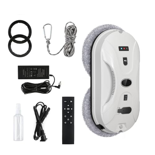 rongweiwang Robot nettoyeur de vitres, lave-vitres électrique, nettoyage de vitres, double pulvérisateur, aspiration élevée, télécommande, pratique