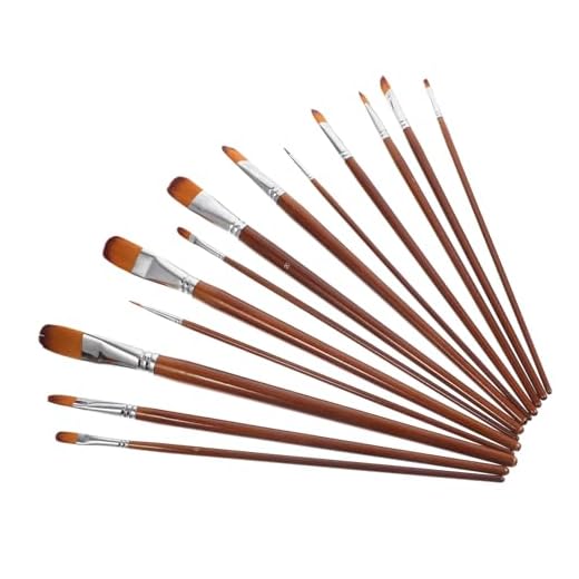 COHEALI 13 Piezas Pincel De Acuarela Pinceles De Acuarela De Marta Pincel De Pintura De Detalle para Acuarela Cepillo De Pelo De Nailon con Mango De Madera Brocha Mango Largo Alumno Nylon