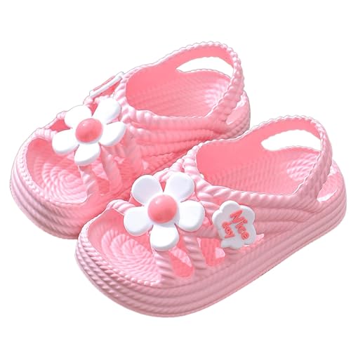 Girls Sandals Summer Fashion Dressy Shoes EVA Soft Sole Little Girls Flower Design Indoor Outdoor Toddler Sandals (3-4 Years)