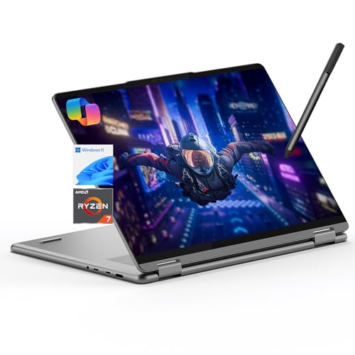 Lenovo Yoga 7 7i 2-in-1 Laptop 16' FHD+ Touchscreen, AMD Ryzen 7 8840HS, 16GB RAM, 2TB SSD, Stylus Pen Included, AI PC, Backlit Keyboard, Fingerprint Reader, FHD IR Webcam, Wi-Fi 6E, Arctic Gray