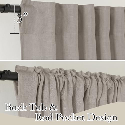 RYB HOME Linen Textured Curtains Semi Sheer Window Curtains Light Filtering Ariy Privacy Sheers for Bedroom Living Room Bathroom Patio Door, Birch Brown, 52 inch Wide x 84 inch Long, 2 Panels by RYB HOME - Used condition - Image 3