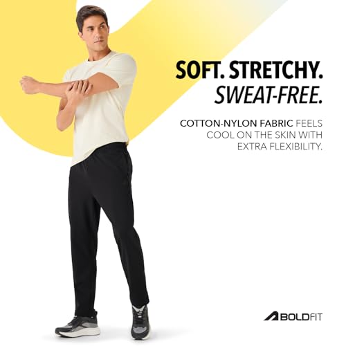 Image of Boldfit Track Pants for Men Casual Track Pants for Man Lower for Men Adjustable Waist Everyday Trackpants for Walking, Running and Exercise Pant for Man