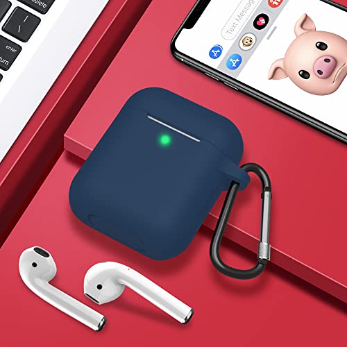 Satlitog Airpods Case Cover With Secure Lock Keychain, Protective Silicone Cover Compatible With Apple Airpods 2Nd & 1St Charging Case - Dark Blue #TOP5
