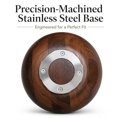 Image of Premium Solid Walnut Wood Mixing Bowl Compatible with 4.5 & 5 QT Tilt-Head Models Natural Wooden Bowl with Stainless Steel Locking Base