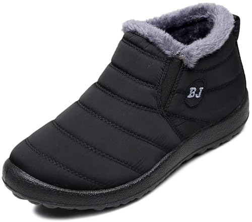 Women's Winter Snow Boots Ankle Booties Slip-Ons Shoes Lightweight Waterproof Warm Fur Lining