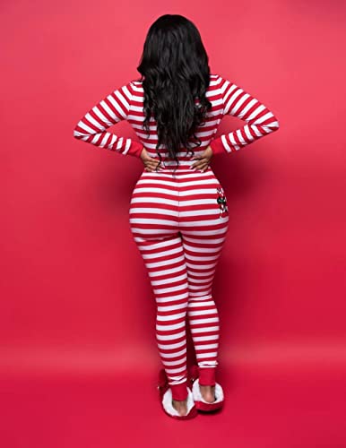 Kmbangi Christmas One Piece For Women Fleece Hooded Jumpsuit Zipper Romper Sexy One Piece Pajamas Sleepwear thumb #3