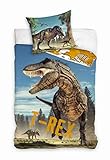 100% algodón. Carbotex Juego de cama de algodón Jurassic T-Rex 160 x 200 cm + 70 x 80 cm