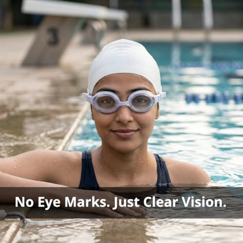 Image of BURNLAB Swimming Goggles for Everyday Pool Use, Clear Vision Lens, Easy Adjustable Strap, Unisex Adult (blue and white)