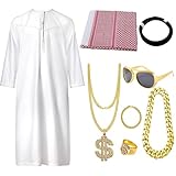 Conjunto de disfraz de jeque | Accesorios de disfraz de Oriente Medio, traje masculino de Oriente Medio | para Halloween, cosplay, juego de rol, carnaval, Navidad, actuaciones escénicas