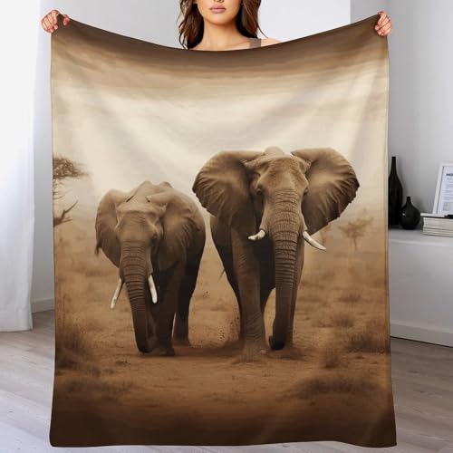 Couverture éléphant en microfibre idéale pour le camping et lit