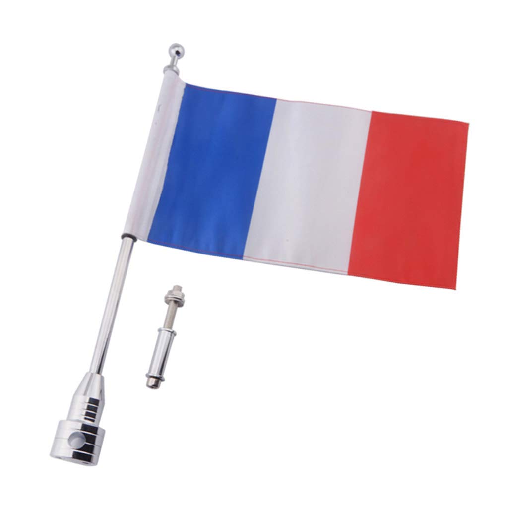 Mât de Drapeau en Alliage d'Aluminium avec Drapeau de la France Universel pour Motos - FR 2