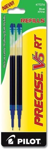 Pilot Precise V5 RT Rolling Ball, Extra Fine Point, Blue Ink 2 Pens & 24 Refills