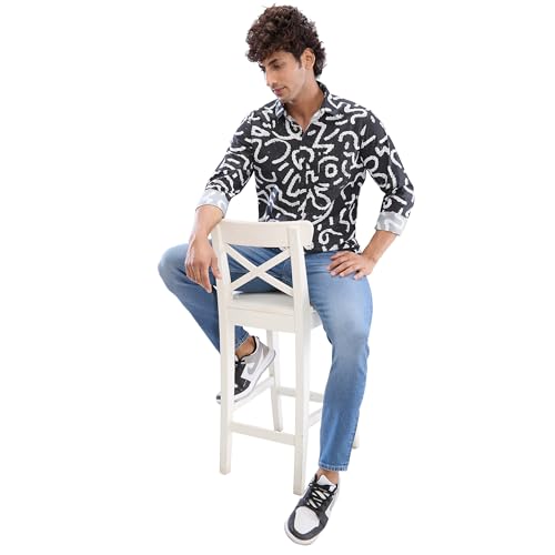 Image of Spykar Men's Slim Fit N /A Full Sleeve Printed Casual Shirts