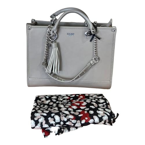 Pash Bag Bolso mujer shopper Grande de brazo y hombro bufanda regalo ZELDA, gris Pash Bag Bolso mujer shopper Grande de brazo y hombro bufanda regalo ZELDA, gris