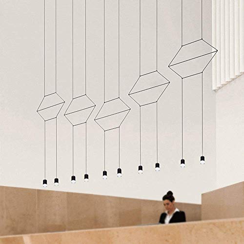 Lustre double tête LED en métal noir rustique moderne pour salon 34x120cm