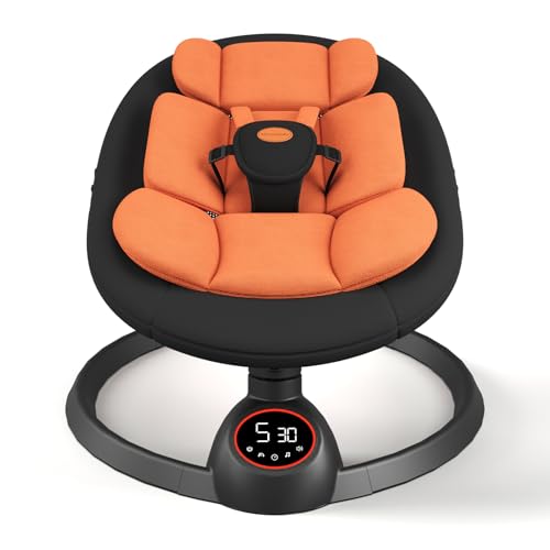 Electric Baby Swings for Infants, Portable Baby Swing with Preset Melodies, Bluetooth Swing for Newborn, Indoor & Outdoor(Black)