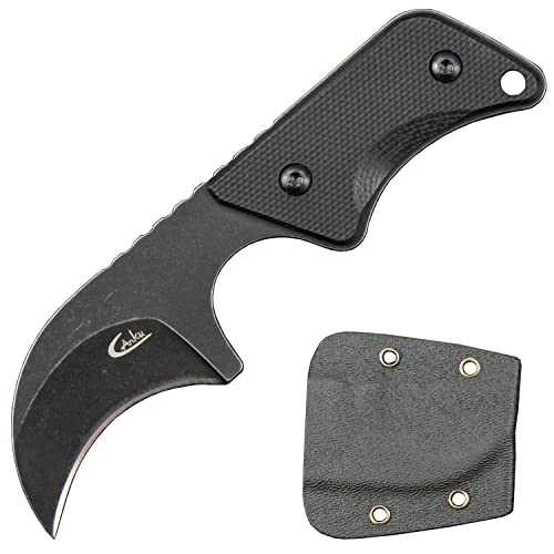 Ccanku C1294 Fixed Blade Knife,9Cr18Mov Blade G10 Handle Edc Tool Knife Neck Knife For Outdoor, Camping, Hiking, Fishing With Kydex Sheath (Black) #TOP9
