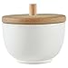 Stone & Beam Rustic Acorn Shaped Stoneware Box, 4.25"H, White and Clay