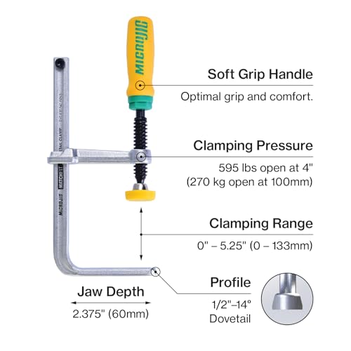 MICROJIG MatchFit Dovetail Clamps, Woodworking Track System Tools, DVC-538K2, 2-Pack, Yellow/Green