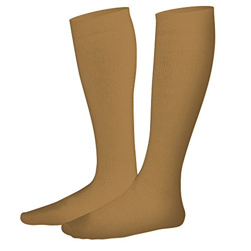 Dr. Comfort Men's Cotton Dress Graduated Compression Knee-High Sock, 20-30 mmHg, Khaki, Medium