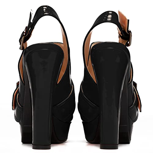 Image of SHODENSE Women Vintage Platform Chunky High Heels Pumps Shoes Round Closed Toe Platform Loafers Ankle Strap Block Heel Slingback Summer Sandals Backless Buckle Loafer Ladies Chic Sexy Party 4-11 M US