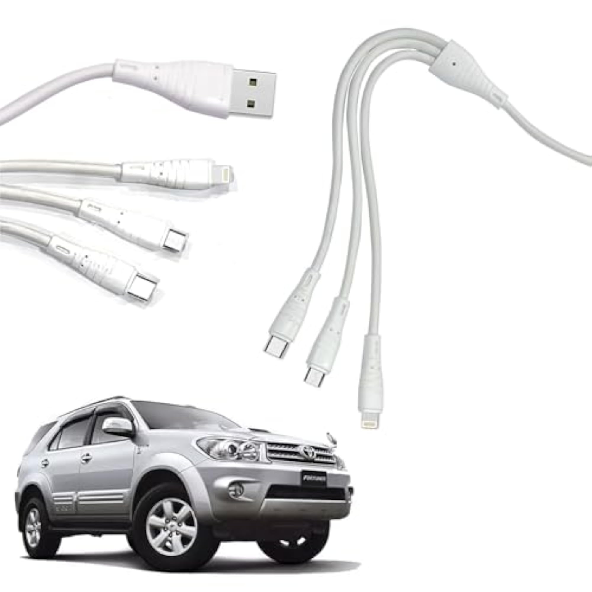3 in 1 Fast Rapid Charging Cable for Micro USB, iPhone & Type C