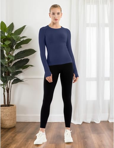 Image of MathCat Seamless Workout Shirts for Women Long Sleeve Yoga Tops Sports Running Shirt Breathable Athletic Top Slim Fit XS-XL