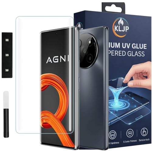 Image of Advanced HD+ UV Tempered Glass Screen Protector For Lava Agni 2 (Pack of 1) Full Adhesive UV Curved Screen Protector Case Friendly HD Clarity with installation kit