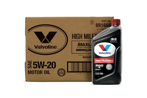 Valvoline High Mileage 150K with Maxlife Plus Technology Motor Oil SAE 5W-20 1 QT, Case of 6