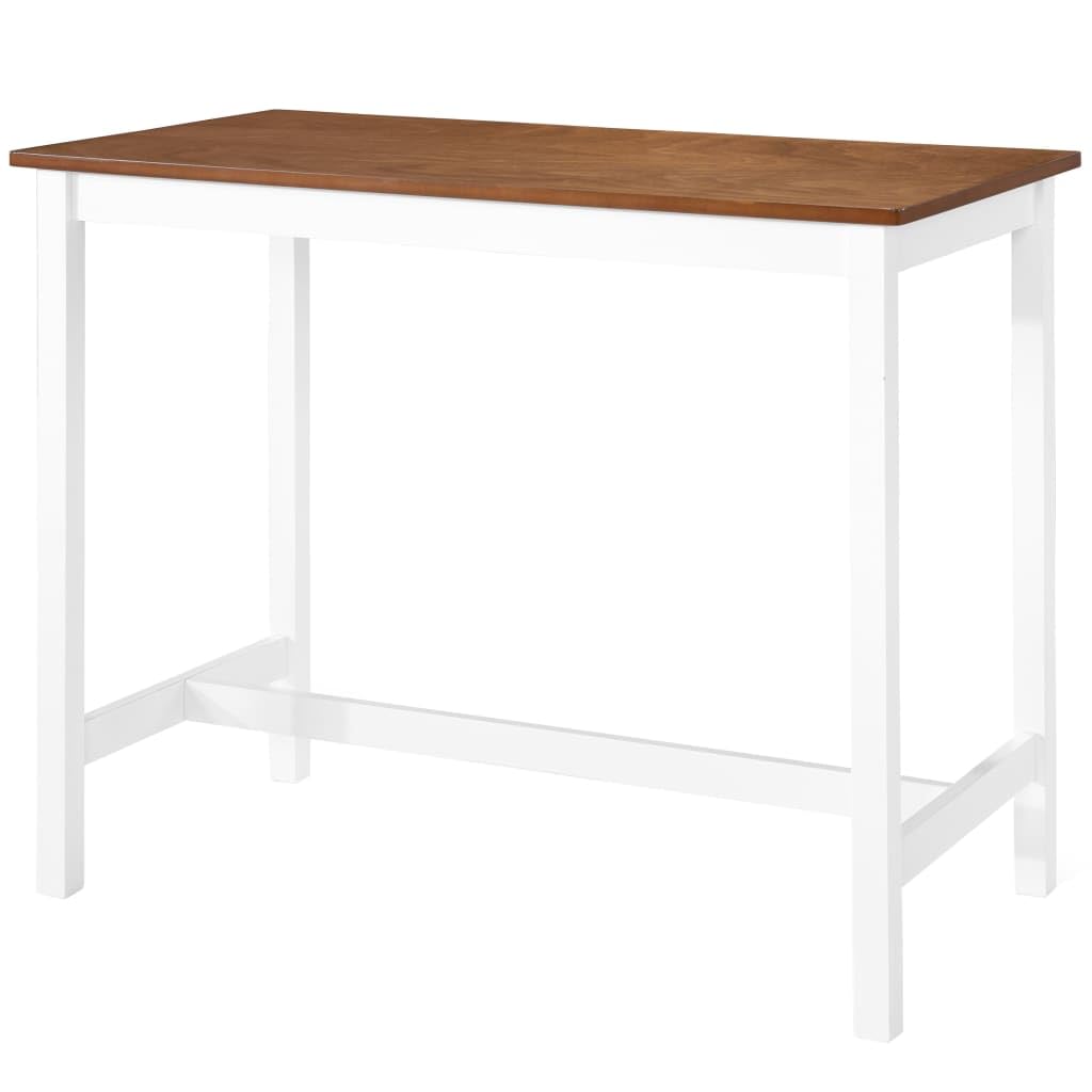Mesa de bar con sillas de madera maciza de 5 piezas, color marrón y blanco, juego de comedor para muebles de comedor con 1 mesa y 4 sillas, conjunto de muebles para terraza, balcón, comedor