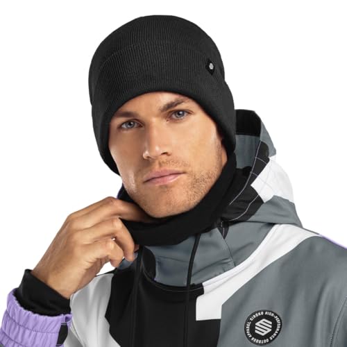 SIROKO Gorro de Invierno esquí y Nieve Snowflake Black Negro