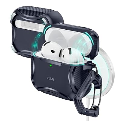 ESR for AirPods 4 Case, Compatible with AirPods 4th Generation Case (2024), Compatible with MagSafe, Powerful Drop Protection, Magnetic Lid, Cyber Series, Blue