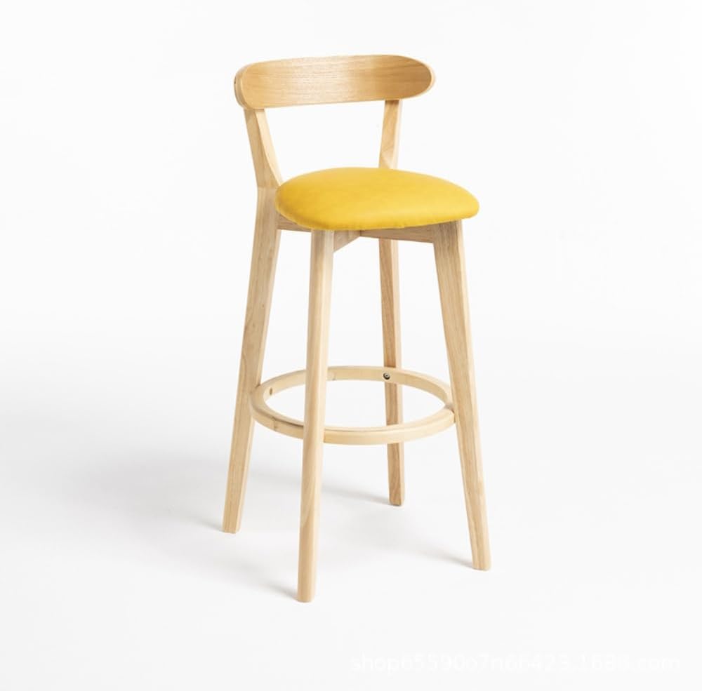 Tall Breakfast Bar Stool for Kitchen Counters Wooden legs, high rebound foam and thick leather seat for scratch resistance. Retro industrial style bar stool is perfect for low counter or