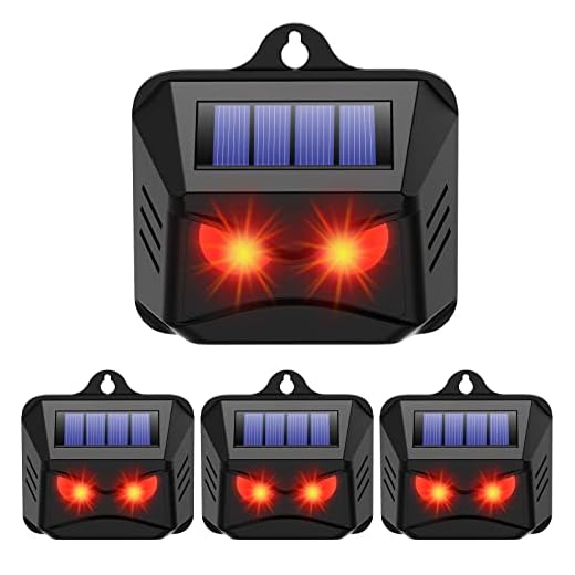 4 Pack Solar Powered Animal Repellent, Nighttime Animal Deterrent Repellent with Red LED Lights Waterproof Wild Animal Predator Deterrent Repel Coyote, Raccoon, Fox, Skunk from Yard Farm General model
